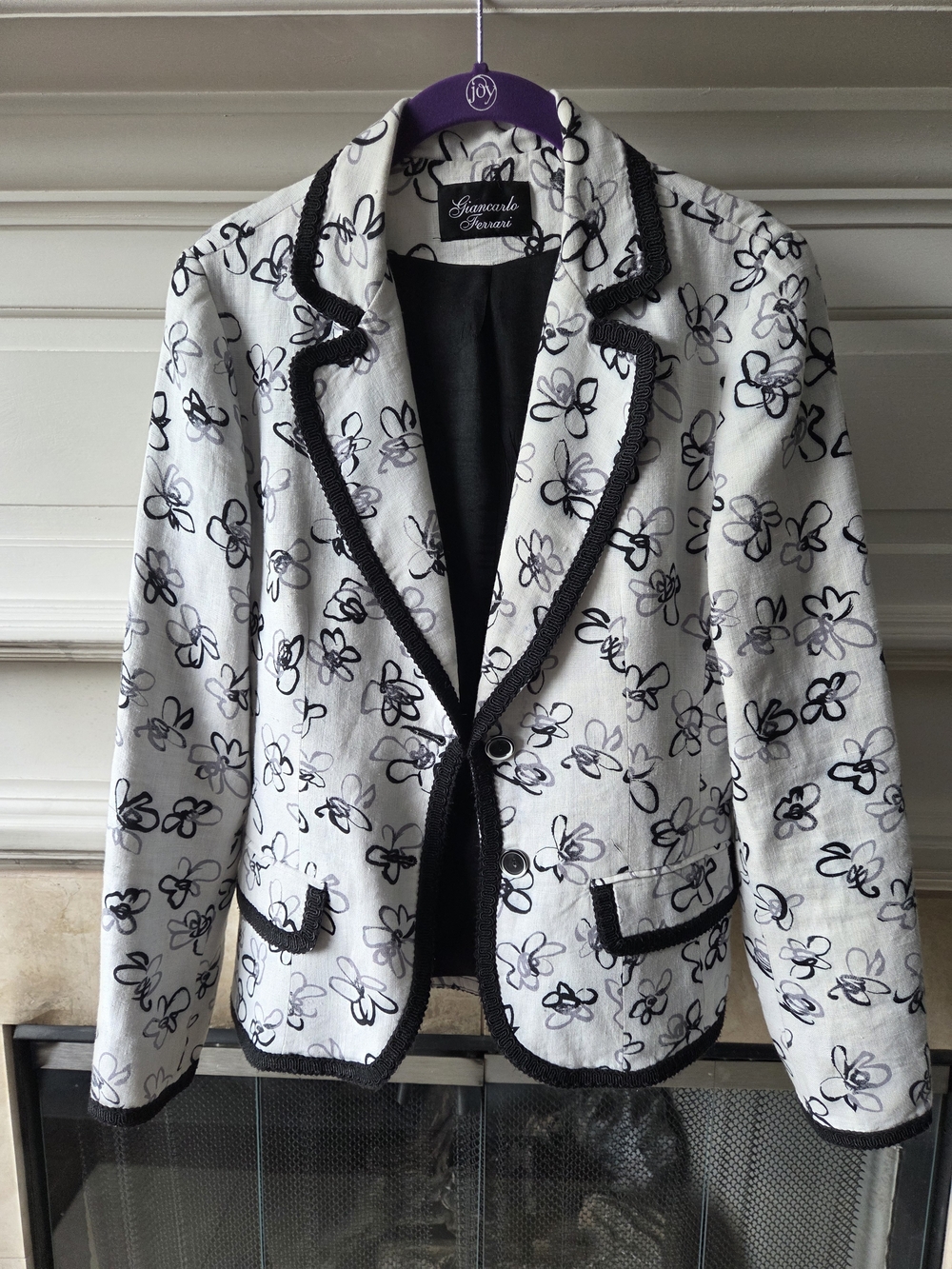 Vintage Y2K Giancarlo Ferrari Linen Floral Blazer Jacket Size 4